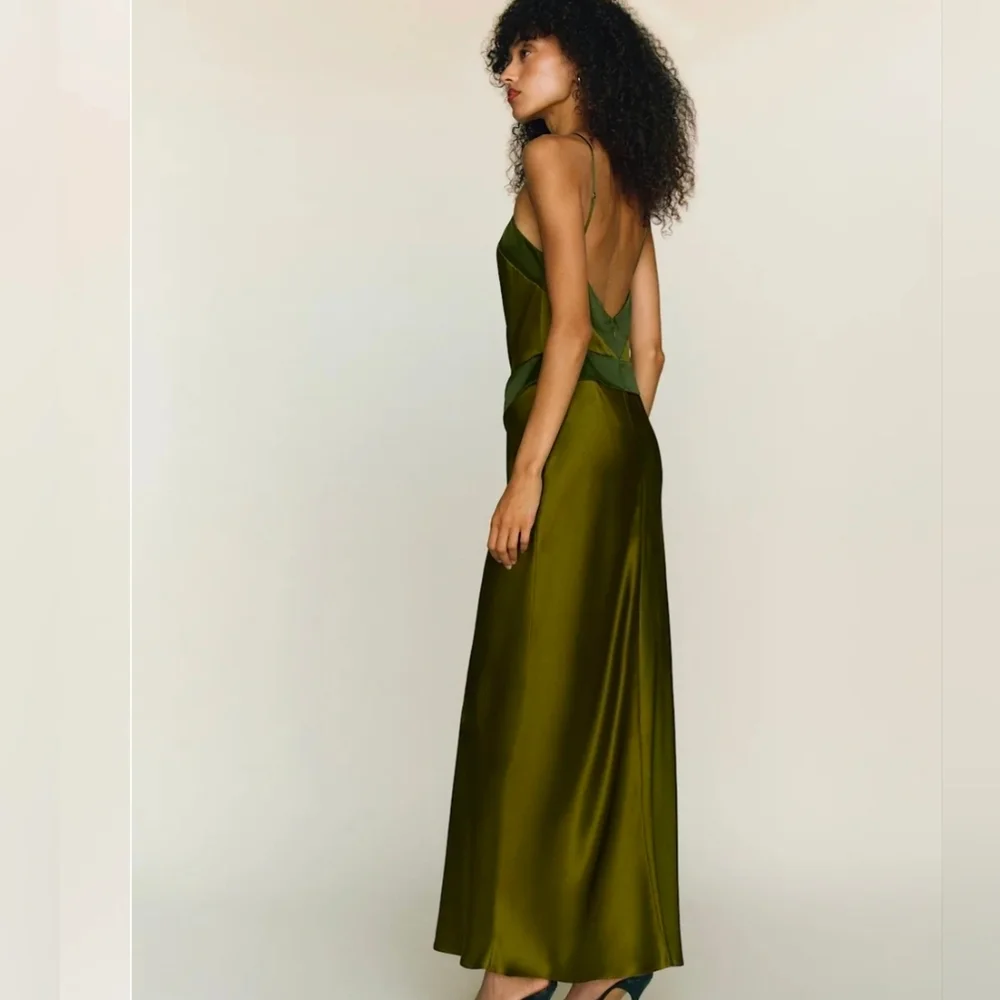 Reformation Jillian Silk Dress Size 6 NWT $350 Pear - Picture 4 of 13
